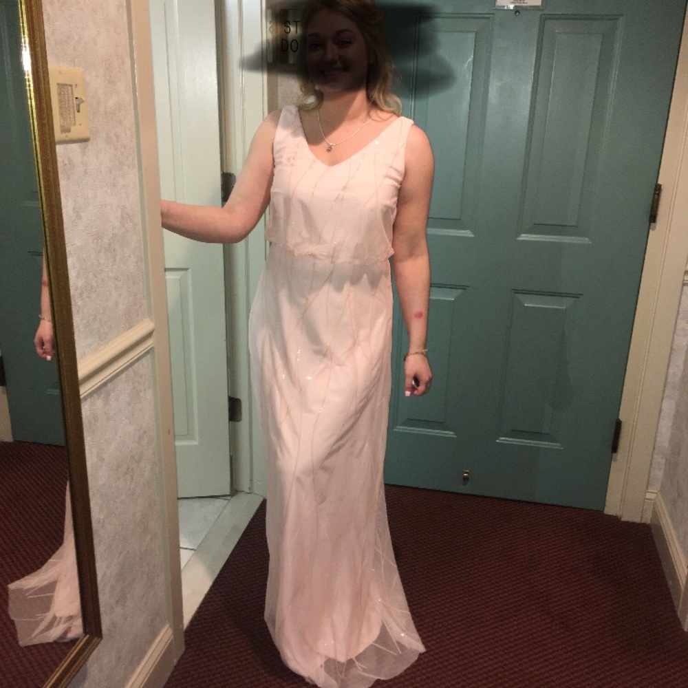 Bill Levkoff light pink floor length dress